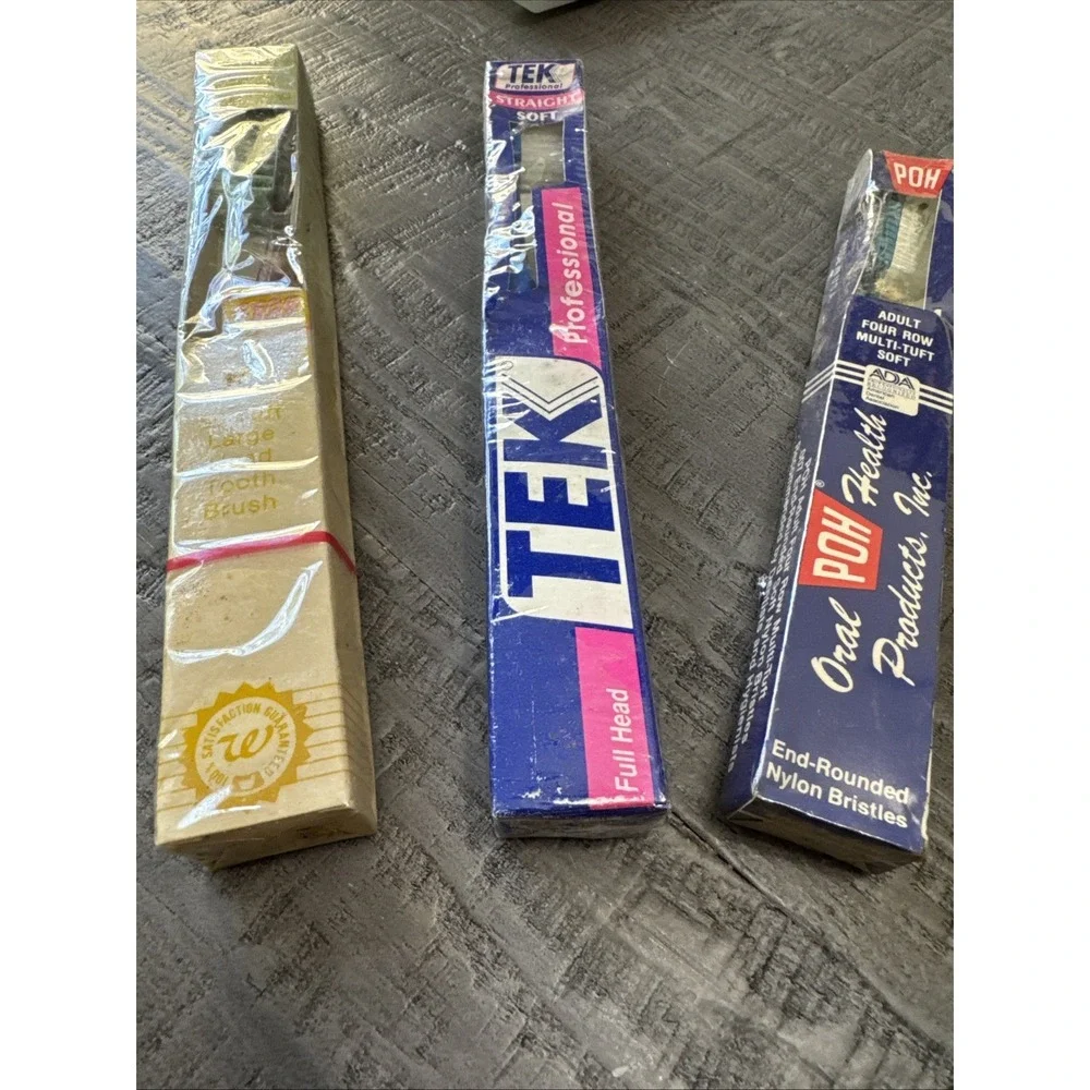 Vintage Toothbrush Lot of‎ 3 – TEK, Walgreens Dobson, POH – Sealed NOS USA